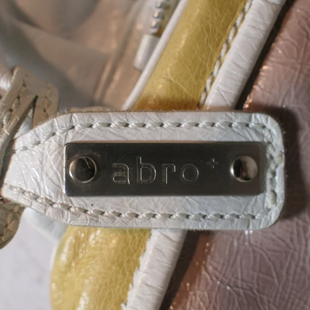 Abro Womens Shoulder Bag L Multi Color Italian Leather Wavy Patchwork Eclectic